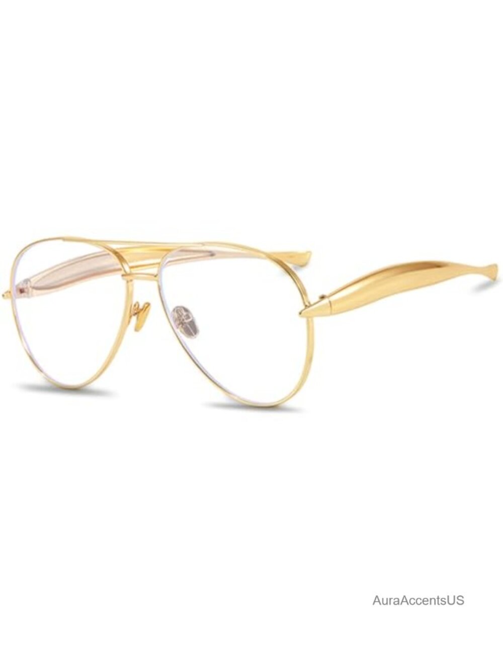 Oversized Gold-Tone Metal Aviator Sunglasses UV400 Unisex 70s Retro Shades